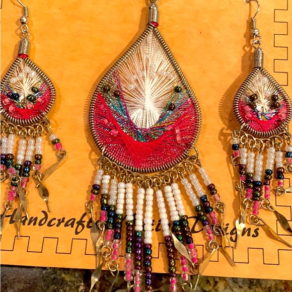 NECKLACE AND EARRINGS PIERCED SOUTHWESTERN STYLE FROM SANTA FE. - Picture 3 of 4